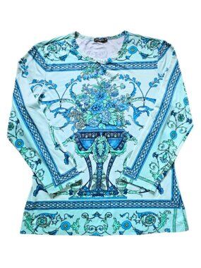 J. McLaughlin Catalina Cloth 3/4 Sleeve Top Nouveau Medium
